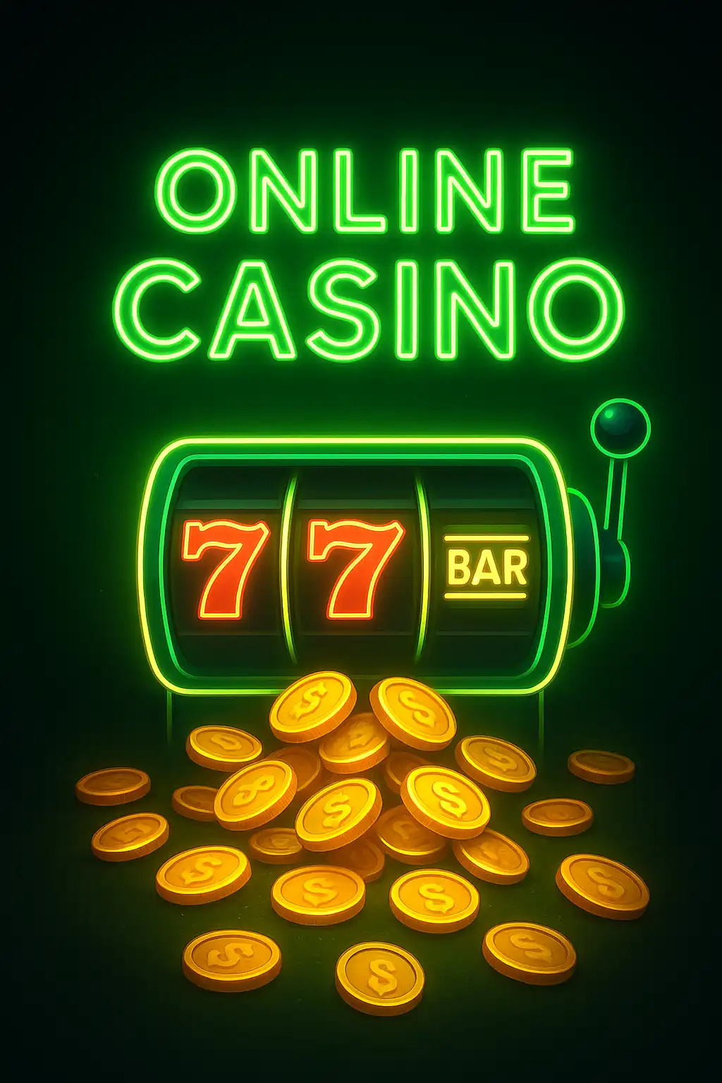 Rouleaux de casino et jetons lumineux au néon sur un fond sombre Wintop Casino